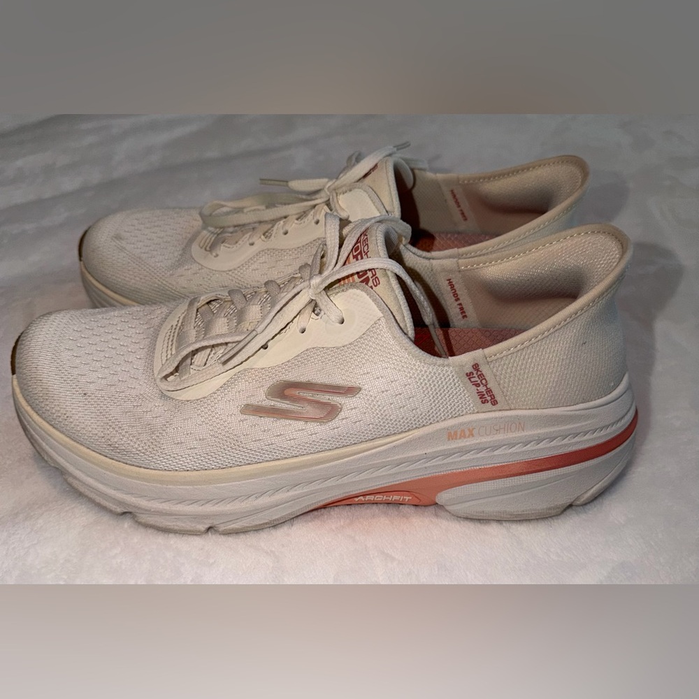 Skechers Women's Cream and Coral Sneakers
